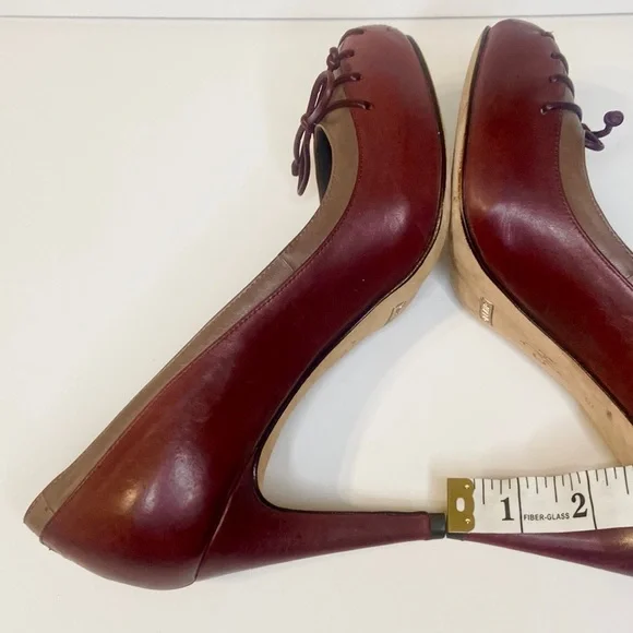 Cole Haan Dark Burgundy Victorian Leather Heels Size 6 - Picture 11 of 14